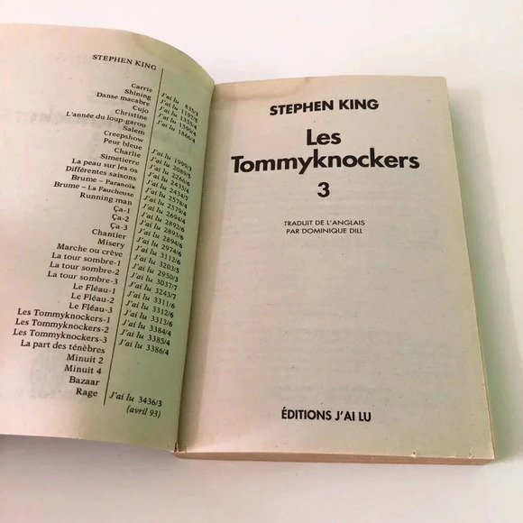 Vintage 90s Stephen King Les Tommyknockers Volume 3  French Paperback Book - Picture 14 of 16